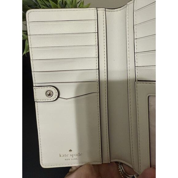 kate spade new york Madison Large Slim Bi-Fold Leather Wallet Cream White - Picture 4 of 8